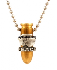 Israeli Army Bullet Bronze Pendant - Dove of Peace by aJudaica