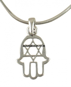 Hamsa Star of David Rhodium Necklace by aJudaica