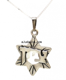 Sterling Silver Star of David with Zion Pendant by aJudaica