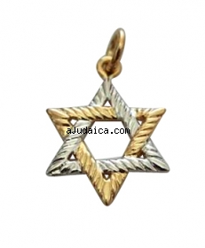 Gold Filled Two Tone Textured Star of David Pendant by aJudaica