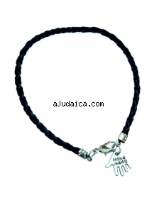 Hamsa "hand made" black braided bracelet by aJudaica
