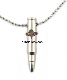 Israeli Army M-16 Rifle Bullet Metal Pendant - Paratroopers Symbol by aJudaica