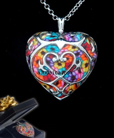Millefiori "thousand-flowers" Heart Pendant by aJudaica