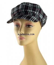 Womens Black White and Red Checked Cap by aJudaica