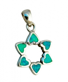 Silver and Opal Star of David Heart Pendant by aJudaica