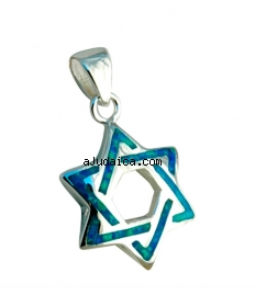 Silver and Opal Star of David Pendant by aJudaica