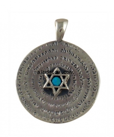 Silver and Opal Star of David in circle Pendant by aJudaica