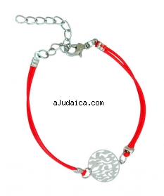 Rhodium Shema Yisrael Bracelet on Leather Cord by aJudaica