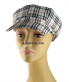 Womens Pink black and red Checked Cap by aJudaica