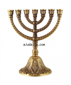 Small Yellow 7 Branch Menorah by aJudaica