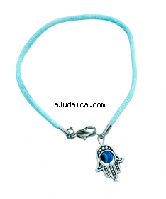 Revolving eye Hamsa on ribbon bracelet by aJudaica