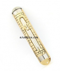 Gold and Silver Jerusalem Wall Mezuzah by aJudaica