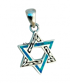 Etched Silver and Opal Star of David Pendant by aJudaica