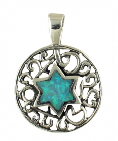 Silver and Opal Star of David Necklace by aJudaica