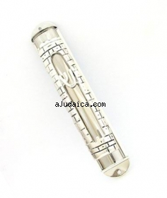 Silver Plated Jerusalem Wall Mezuzah by aJudaica