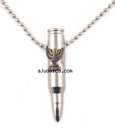 Israeli Army M-16 Rifle Bullet Metal Pendant - Knesset Symbol by aJudaica