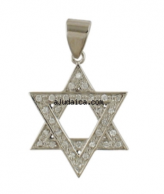 Sterling Silver Zirconium Magen David Pendant by aJudaica