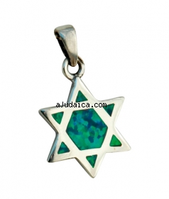 Silver and Opal Star of David Pendant by aJudaica