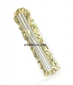 Gold and Silver Jerusalem Wall Mezuzah by aJudaica