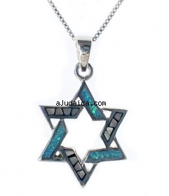 Sterling Silver and Opal Star of David Pendant by aJudaica