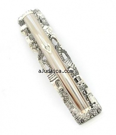 Silver Plated Jerusalem Mezuzah by aJudaica