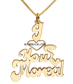 Gold Filled "I Love You" English Name Necklace by aJudaica