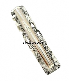 Silver Plated Old City Jerusalem Mezuzah by aJudaica