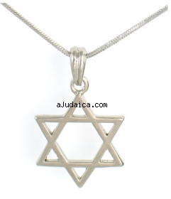 Rhodium Silver Necklace set with Magen David pendant by aJudaica