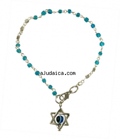 Light Blue bead Star of David eye bracelet by aJudaica