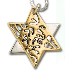 "Shema Yisrael" Star of David Two-Tone Pendant by HaAri Jewelry by aJudaica