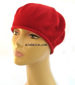 Womens Classic Red Cotton Beret by aJudaica