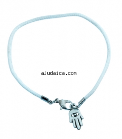 Hanging Hamsa on ribbon bracelet by aJudaica