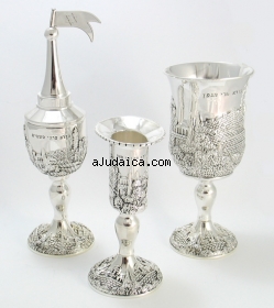 Silver Plated Jerusalem Havdalah Set by aJudaica
