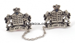 Antique Silver Plated Lions Tallit Clips by aJudaica