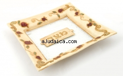 Hand Made Glass Seder Plate "Rimons Design" by aJudaica