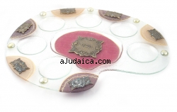 Colorful Hand Made Glass Seder Plate by aJudaica