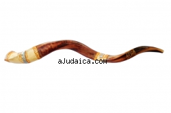 Jumbo Yemenite Hand Painted Shofar - Jerusalem Design by aJudaica