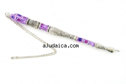 "Jerusalem" Nickel Torah Pointer with purple enamel by aJudaica