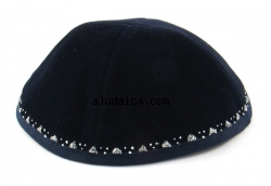Hand Decorated "Diamond" Velvet Kippah by aJudaica