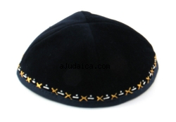 Hand Decorated Velvet Kippah by aJudaica