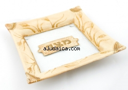 Hand Made Glass Matzah Plate "Stalks Design" by aJudaica