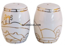 Ceramic "Jerusalem" design Salt and Pepper Shakers by aJudaica