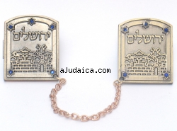 Jerusalem Tallit Clips - Gold by aJudaica