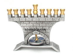 Jerusalem Wall Brass Hanukkah Menorah by aJudaica