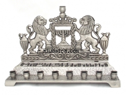 Lions Brass Hanukkah Menorah by aJudaica