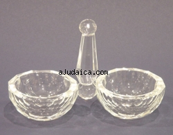 Crystal Salt and Pepper Dish by aJudaica