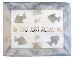 Silver Fish Challah Cover by aJudaica