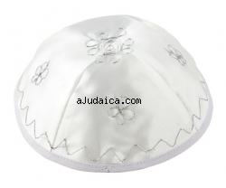Flowers Satin Kippah by aJudaica