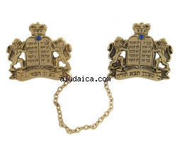 Antique Gold Plated Lions Tallit Clips by aJudaica