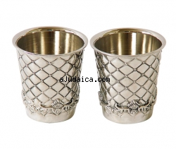 Silver plated Small Kiddush Cup Set by aJudaica